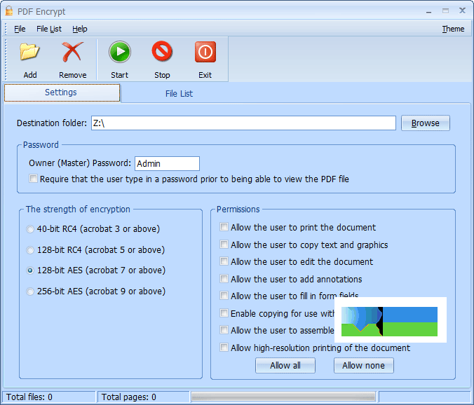 PDF Encrypt界面