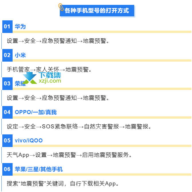 手机地震预警功能怎么开通 各品牌手机地震预警开启方法