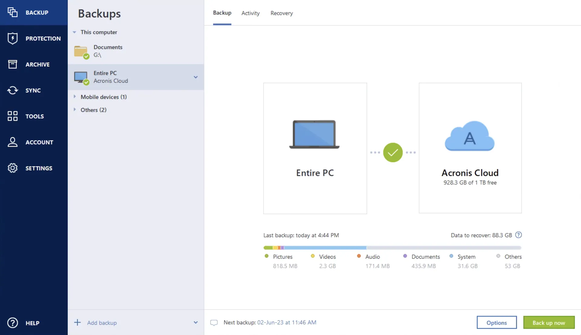 Acronis True Image界面