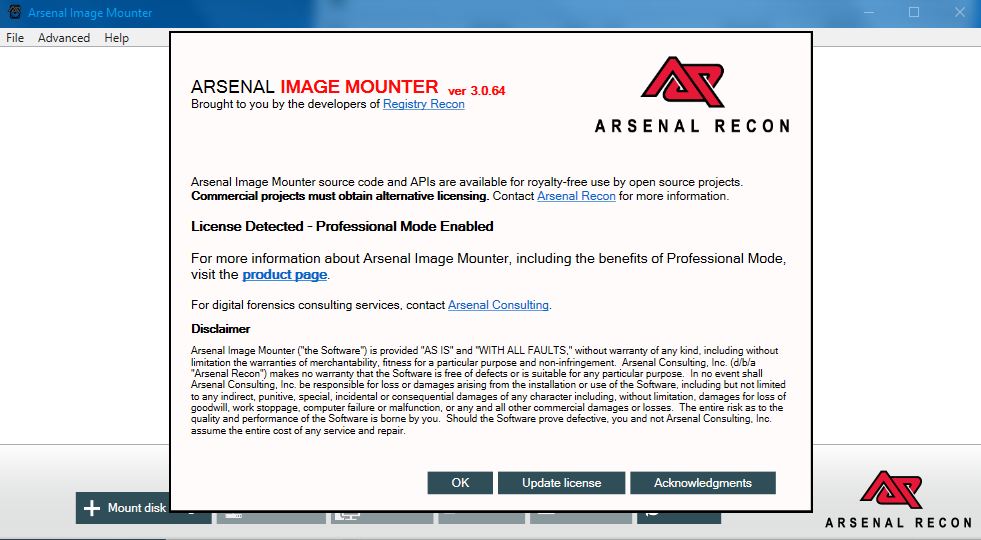 Arsenal Image Mounter Pro界面