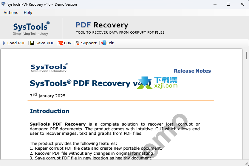 SysTools PDF Recovery界面